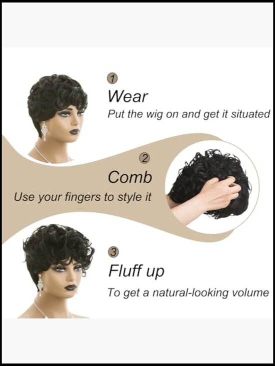 Pixie Cut Short Wigs with Bangs Heat Resistant Fiber Natural Look Everyday Wear main image 5